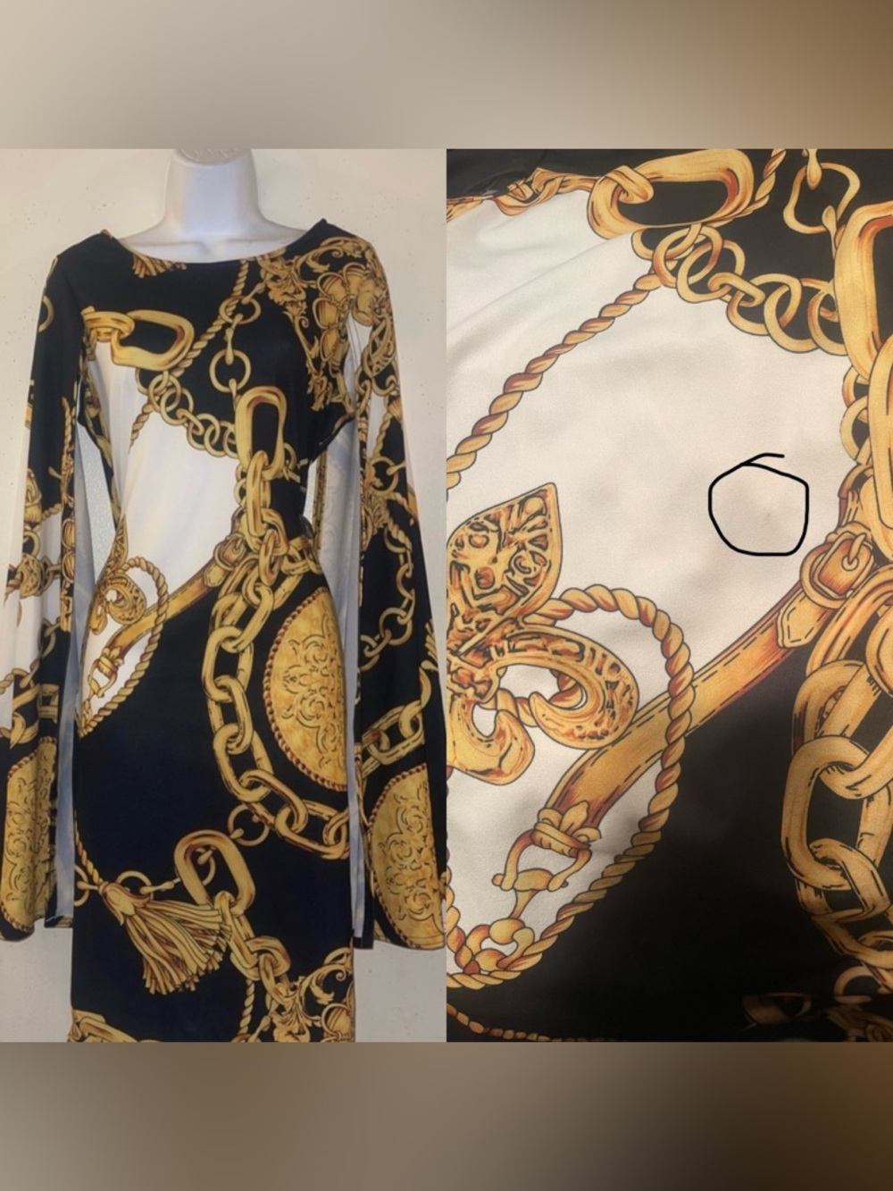 Ashley Stewart Black and Gold Chain Print Dress - Picture 7 of 7